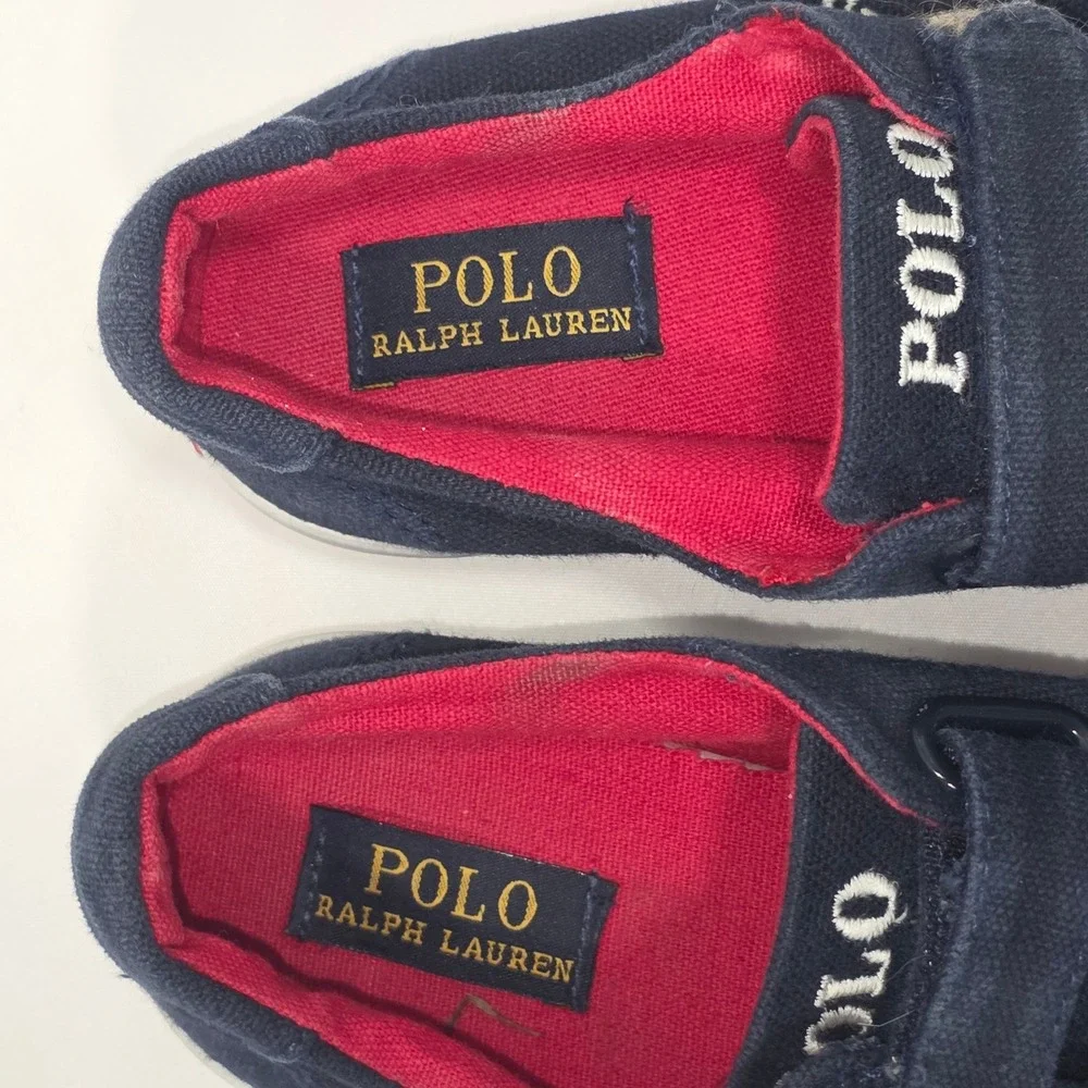 Polo Ralph Lauren Kids Slater EZ‎ Navy Blue Canvas Sneakers Size 11.5